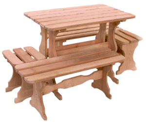 Мебель для бани и сауны из дерева | Купить обеденную группу под старину для бани на 11 человек