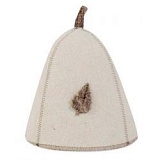 Шапка банная с аппликацией "Лист", войлок бел. арт. Б40