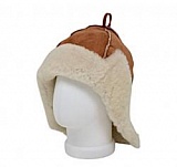 Шапка банная меховая из натуральной овчины  "Тымак" рыжая