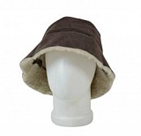 Шапка банная меховая из натуральной овчины  "Панама" коричневая