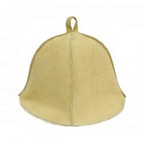 Шапка банная меховая из натуральной овчины коллекция "Премиум" бежевая