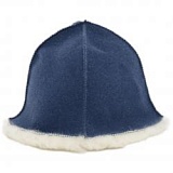 Шапка банная меховая из натуральной овчины синяя фетр