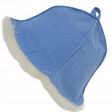 Шапка банная меховая из натуральной овчины голубая фетр