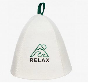 Шапка банная с вышивкой "Relax", войлок белый Б40391