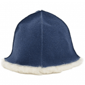 Шапка банная меховая из натуральной овчины синяя фетр