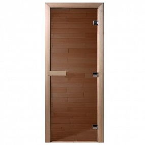 Дверь для сауны ДорВуд стекло Теплый день 700х1900 мм (бронза, коробка листва)