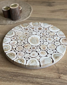 Подставка под горячее круг 14 см из можжевельника