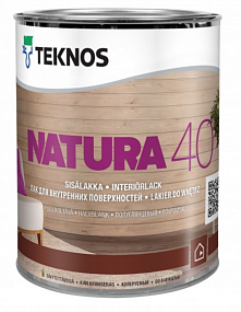 Лак для стен полуглянцевый уретано-алкидный  Teknos Natura 40, 0,9л