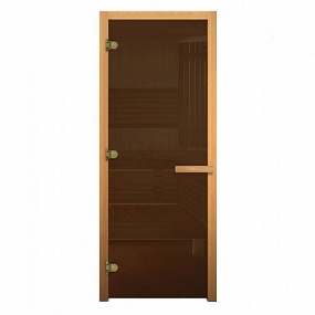 Дверь для сауны Везувий стекло Бронза, 800х1900 (8мм, 3петли 716GB) (Магнит) (Осина)