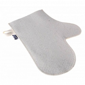 Рукавица банная универсальная войлок белая Б431