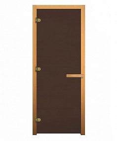 Дверь для сауны Везувий стекло Бронза матовая 800х1900 (8мм, 3петли 716GB) (Магнит) (Осина)