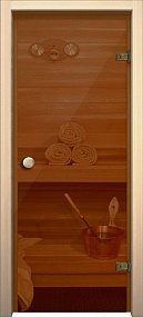 Дверь для сауны Акма 700х1800, бронза матовая (хим травление). Коробка осина.