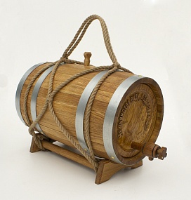 Бочка дубовая 15 литров "Не пьянства ради-здоровья для"